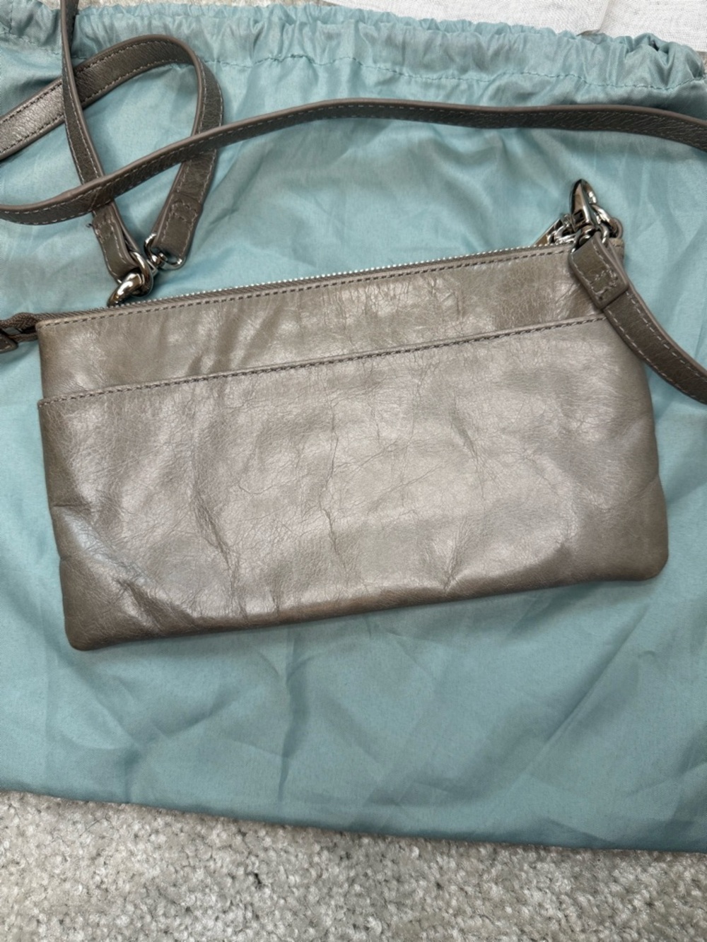 HOBO Grey Pouch Lined Crossbody w/ Dust Bag - Picture 6 of 9